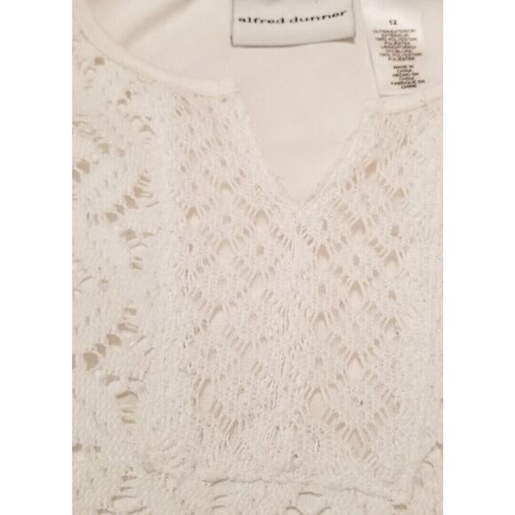Alfred Dunner Career Casual White/Cream Embroidered Poncho W/Tunic Shell Size 12 - Picture 5 of 11